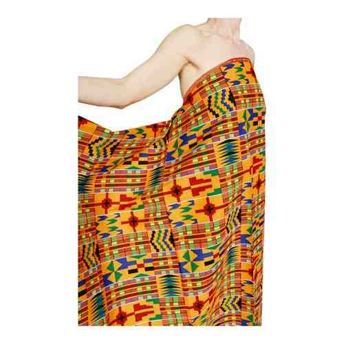 Африканская ткань. Хлопок премиум двусторонний из ЮАР. Wax Print Kente Orange арт. 101664496009