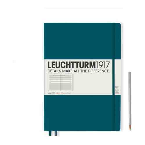 Блокнот Leuchtturm Master Slim A4+ 61л в линейку твердая обложка Зеленый Океан арт. 101491401545