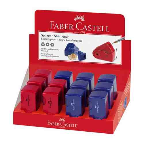 Faber-castell Точилка Faber-Castell Sleeve Mini, 1 отверстие, контейнер, красная/синяя, 8 шт. арт. 1405640486