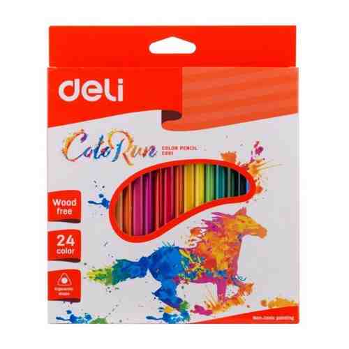 Карандаши цветные Deli ColoRun EC00120 трехгранные пластик 24цв. коробка/европод. арт. 1428531694