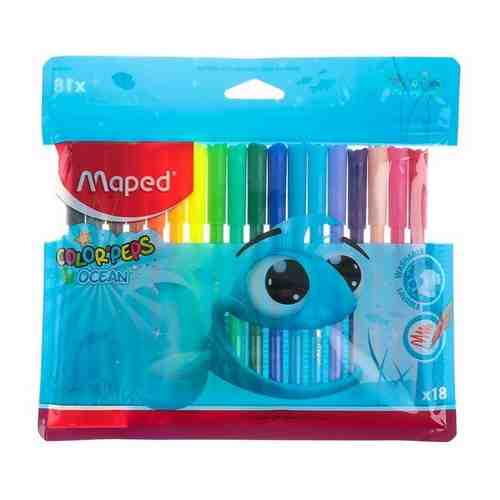 Maped Фломастеры 18 цветов, Maped Color Peps Ocean, смываемые, европодвес арт. 101453227840