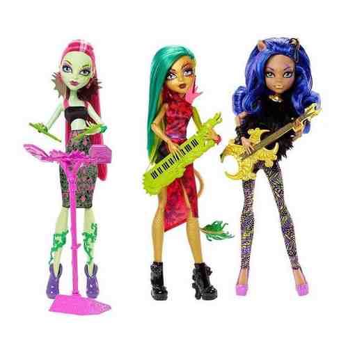 Monster High Mattel Набор из 3 кукол Венера, Дженифер и Клодин - Пугающие Рокеры, Монстр Хай арт. 1825668751