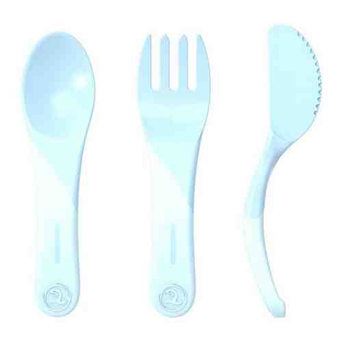 Набор приборов Twistshake (Learn Cutlery). Пастельный синий (Pastel Blue). Возраст 6+m. Арт. 78200 арт. 100788408957