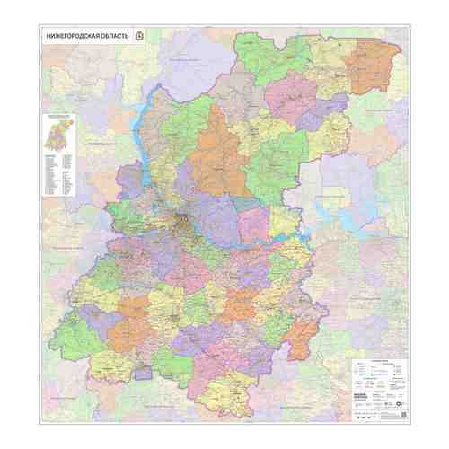 настенная карта Нижегородской области 140 х 130 см (на самоклеющейся пленке) арт. 101433074967