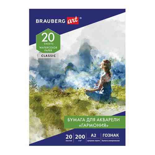 Папка для акварели BRAUBERG большая А2, 20 л., 