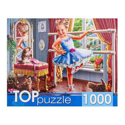 ПазлыTOPpuzzle 1000 дет. Маленькая балерина с котятами ХТП1000-4147, (Рыжий кот) арт. 1426572690