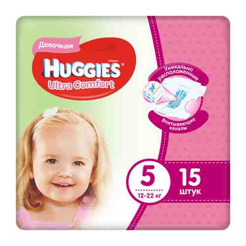 Подгузники HUGGIES (Хаггис) Ultra Comfort для девочек 5 (12-22 кг) 64 шт. арт. 10474859