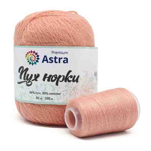 Пряжа Astra Premium 'Пух норки' (Mink yarn) 50гр 290м (+/- 5%) (80%пух, 20%нейлон) (+нить 20гр) (031 персиковый) арт. 101486416635