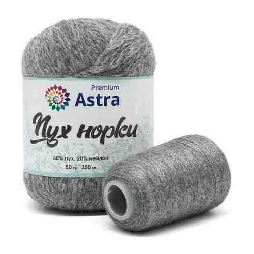 Пряжа Astra Premium 'Пух норки' (Mink yarn) 50гр 290м (+/- 5%) (80%пух, 20%нейлон) (+нить 20гр) (047 пепельный) арт. 101410498729