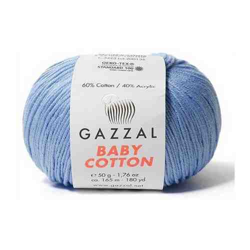 Пряжа Gazzal Baby Cotton (Беби Коттон) - 10 мотков Цвет: Голубое небо (3423) 60% хлопок, 40% акрил 50г 165м арт. 101768011021