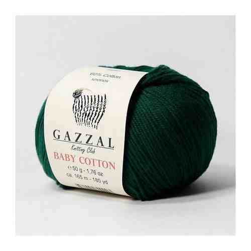 Пряжа Gazzal Baby Cotton (Беби Коттон) - 10 мотков Цвет: Темно-зеленый (3467) 60% хлопок, 40% акрил 50г 165м арт. 101768011028