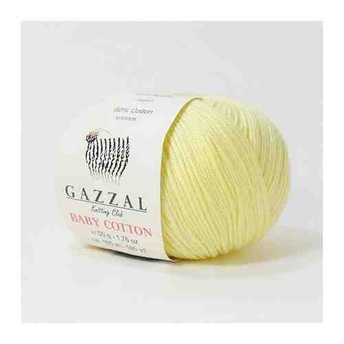 Пряжа Gazzal Baby Cotton (Беби Коттон) - 2 мотка Цвет: Светло-желтый (3413) 60% хлопок, 40% акрил 50г 165м арт. 101768877253