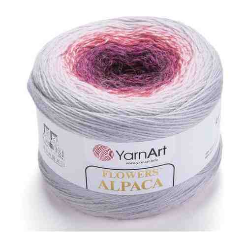 Пряжа YarnArt Flowers Alpaca (ЯрнАрт Фловерс Альпака) 1 моток цвет 408 Серый,Розовый,Бордовый, 20% альпака, 80% акрил, 250г, 940м арт. 101768868401